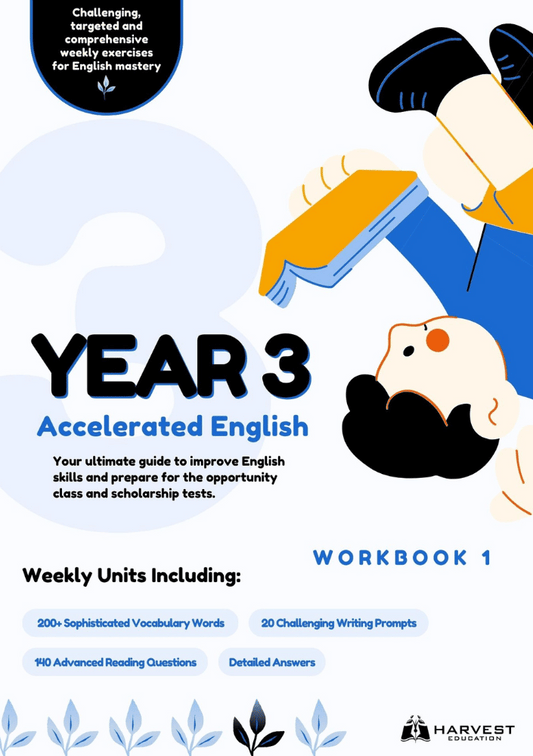 Year 3 English Workbook for OC, Selective, Scholarship Test Prep - Front Cover